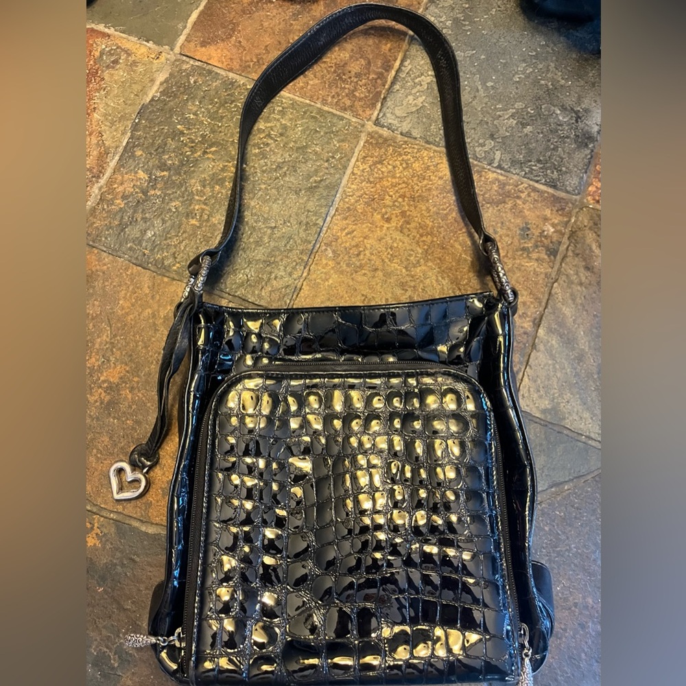 Brighton Black Studded Leather Shoulder Bag